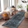Garvee Washable Bordered 2×6 Kitchen Rugs, Distressed Soft Non Slip Hallway Runner Rug, Indoor Modern Low Pile Throw Carpet Runner for Bedroom Laundry Bathroom, Stain Resistant Floor Rug, Brown(Geometric|grey)