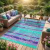 Garvee 5×8 Outdoor Waterproof Rug, Floral Outdoor Area Rug，Reversible Plastic Straw Patio Rug, Portable Camping Mat for RV, Picnic, Beach, Balcony, Garden & Camping Orange(Purpleblue)