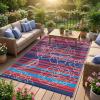 Garvee 5×8 Outdoor Waterproof Rug, Floral Outdoor Area Rug，Reversible Plastic Straw Patio Rug, Portable Camping Mat for RV, Picnic, Beach, Balcony, Garden & Camping Orange(Rednavy)