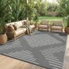 Garvee 6×9 Area Rugs Plastic Reversible Patio Rugs Outdoor Waterproof Easy-Cleaning Large Floor Mat for Outdoors Backyard Porch RV Beach Picnic Terracotta White(Grey White)