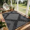 Garvee 6×9 Area Rugs Plastic Reversible Patio Rugs Outdoor Waterproof Easy-Cleaning Large Floor Mat for Outdoors Backyard Porch RV Beach Picnic Terracotta White(Black White)