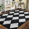 Garvee 8×10 Washable Rugs for Living Room, Geometric Checkered Area Rug Modern Distressed Indoor Mat Low Pile Neutral Soft Carpet Non Slip Stain Resistant Rug for Bedroom, Office, Nursery, Black(Black and White-1)