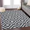Garvee 8×10 Washable Rugs for Living Room, Geometric Checkered Area Rug Modern Distressed Indoor Mat Low Pile Neutral Soft Carpet Non Slip Stain Resistant Rug for Bedroom, Office, Nursery, Black(Trellis|black)
