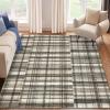 Garvee 8×10 Washable Rugs for Living Room, Geometric Checkered Area Rug Modern Distressed Indoor Mat Low Pile Neutral Soft Carpet Non Slip Stain Resistant Rug for Bedroom, Office, Nursery, Black(Plaid|blue)