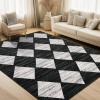 Garvee 8×10 Washable Rugs for Living Room, Geometric Checkered Area Rug Modern Distressed Indoor Mat Low Pile Neutral Soft Carpet Non Slip Stain Resistant Rug for Bedroom, Office, Nursery, Black(Checkered|black & White)