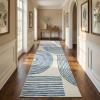 Garvee Abstract Washable 8×10 Rug, Soft Non Slip Indoor Modern Bedroom Rug, Ultra Thin Low Pile Large Under Table Carpet for Dining Room Accent Rainbow Floor Rugs for Home Decor, Blue(Rainbow|blue)