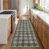 Garvee Washable Area Rugs 9×12 Living Room Rug Tartan Plaid Non Slip Soft Bedroom Rugs Farmhouse Low Pile Foldable Large Rug Stain Resistant Carpet for Nursery Dining Room Classroom, Beige(Plaid|teal&dark Brown)