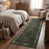 Garvee Washable Bordered 2×6 Kitchen Rugs, Distressed Soft Non Slip Hallway Runner Rug, Indoor Modern Low Pile Throw Carpet Runner for Bedroom Laundry Bathroom, Stain Resistant Floor Rug, Brown(Geometric|brown)