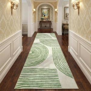 Garvee Abstract Washable 8×10 Rug, Soft Non Slip Indoor Modern Bedroom Rug, Ultra Thin Low Pile Large Under Table Carpet for Dining Room Accent Rainbow Floor Rugs for Home Decor, Blue(Rainbow|green)