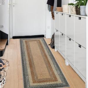 Garvee Printed Rug (Not Woven!) Hallway Runners 2×10 Washable Area Rug, Farmhouse Rustic Area Rug with Non Slip Backing, Soft Low Pile Indoor Carpet Runners for Entryways, Laundry Room(Printed|orange&natural)