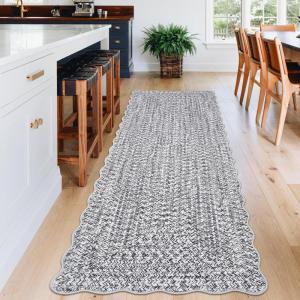 Garvee Printed Rug (Not Woven!) Hallway Runners 2×10 Washable Area Rug, Farmhouse Rustic Area Rug with Non Slip Backing, Soft Low Pile Indoor Carpet Runners for Entryways, Laundry Room(Light Grey)