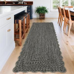 Garvee Printed Rug (Not Woven!) Hallway Runners 2×10 Washable Area Rug, Farmhouse Rustic Area Rug with Non Slip Backing, Soft Low Pile Indoor Carpet Runners for Entryways, Laundry Room(Grey&brown)