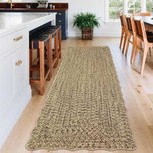 Garvee Printed Rug (Not Woven!) Hallway Runners 2×10 Washable Area Rug, Farmhouse Rustic Area Rug with Non Slip Backing, Soft Low Pile Indoor Carpet Runners for Entryways, Laundry Room(Natural)