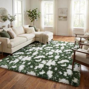 Garvee Shag Area Rug 2×6 Shag Runner Rug Extra Comfy High Pile Shaggy Rugs Non-Slip Fuzzy Indoor Carpet Ultra-Soft Non-Shedding Accent Mat for Living Room Bedroom Kids Room Bedside Blue(Green)