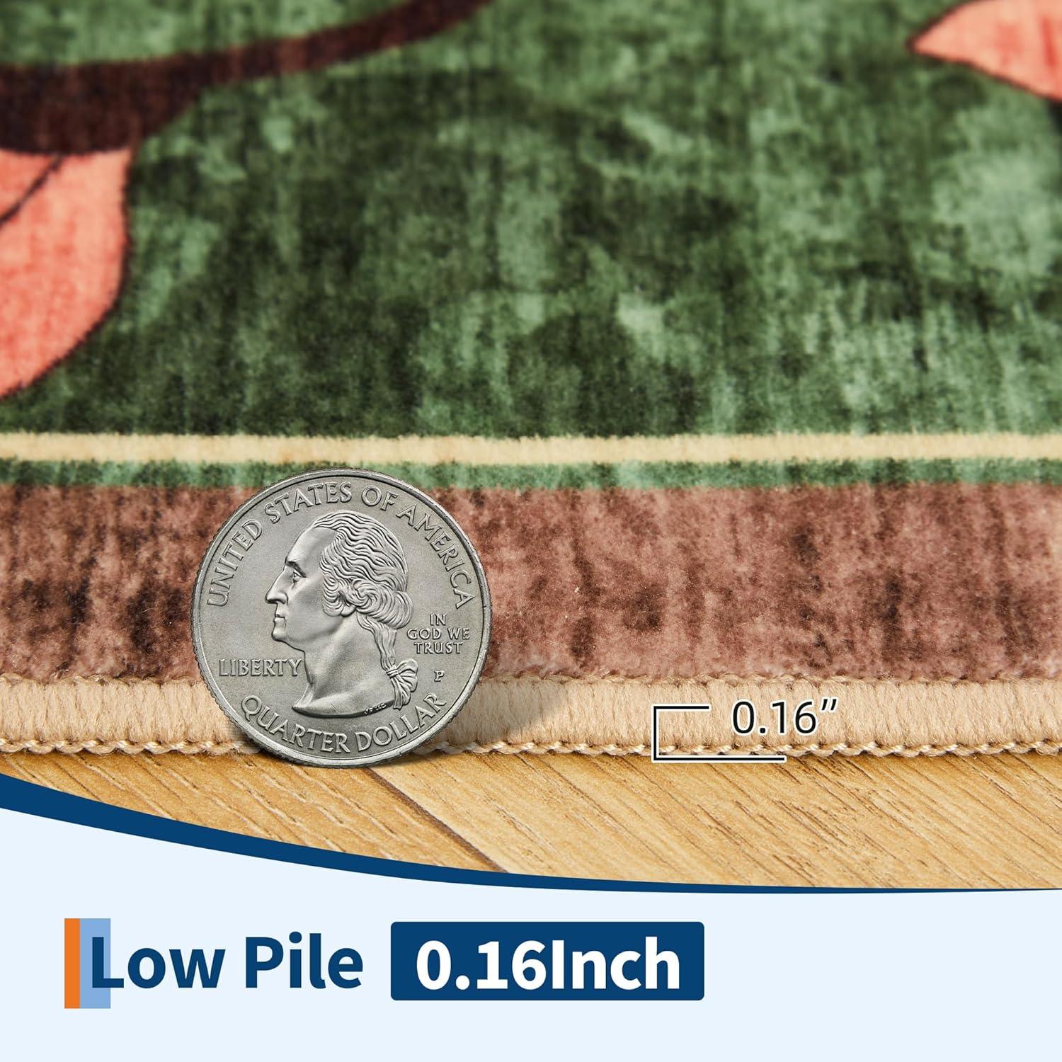 image:imageGarvee 9x12 Area Rug for Living Room Vintage Floral Rug Washable Non Slip amp Low Pile Carpet for Living Room Bedroom Dining Room GreyDark Green