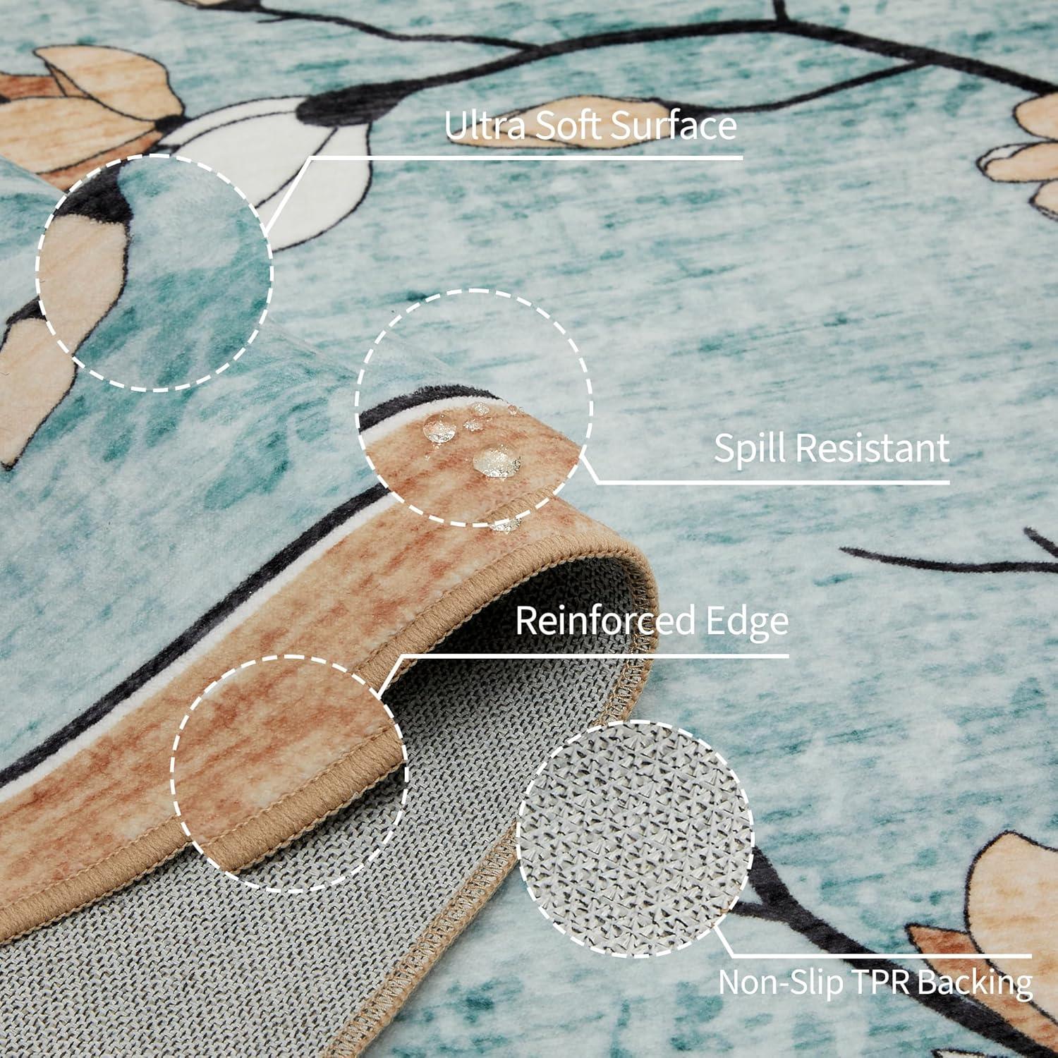image:imageGarvee 9x12 Area Rug for Living Room Vintage Floral Rug Washable Non Slip amp Low Pile Carpet for Living Room Bedroom Dining Room GreyGreen