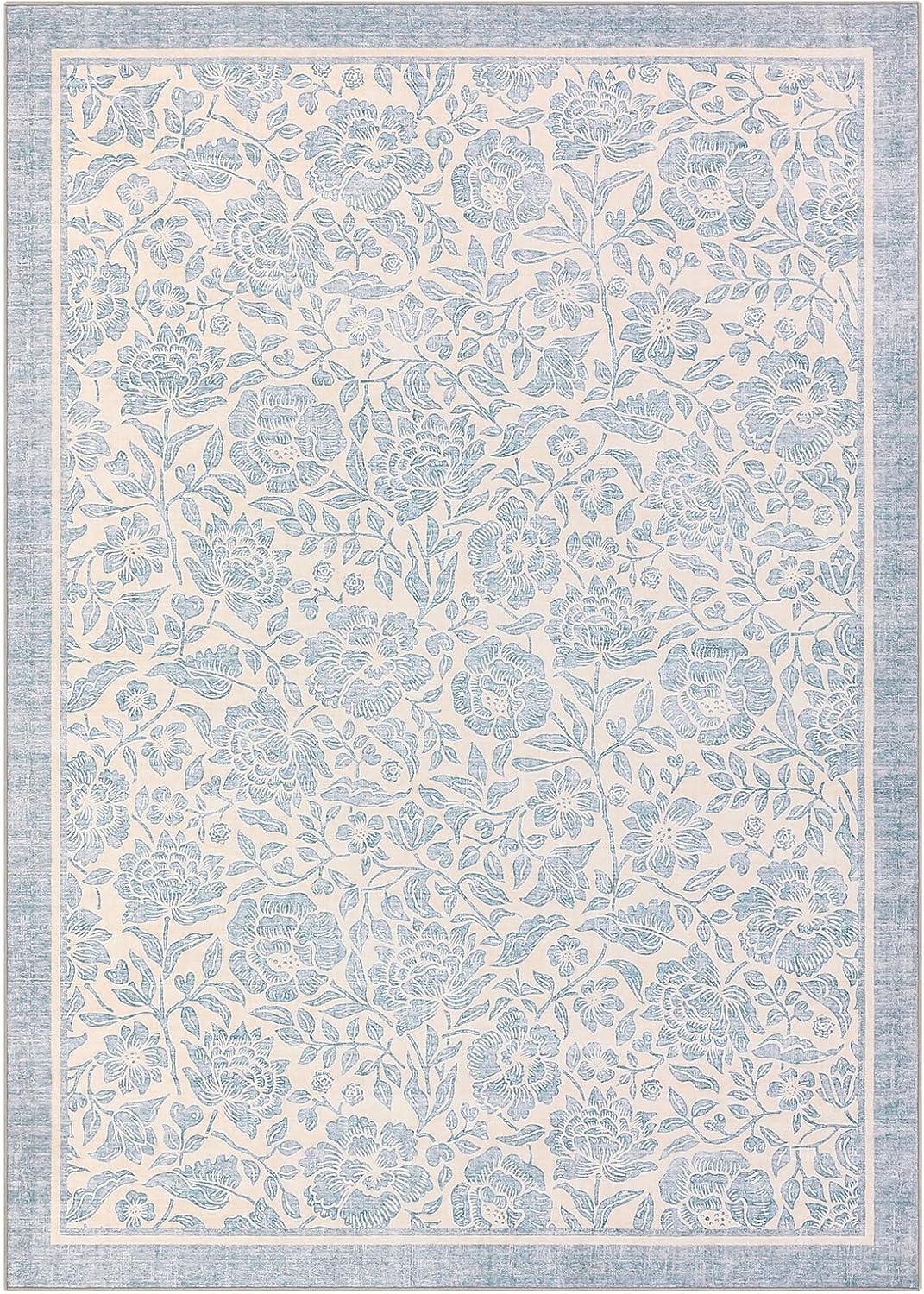image:imageGarvee Blue Floral 2x6 Runner Rug Washable Boho NonSlip Runner Rugs for Kitchen Vintage Flower Soft Low Pile Kitchen Rugs for Hallway Girls Room Kids Room playroom DormBlue