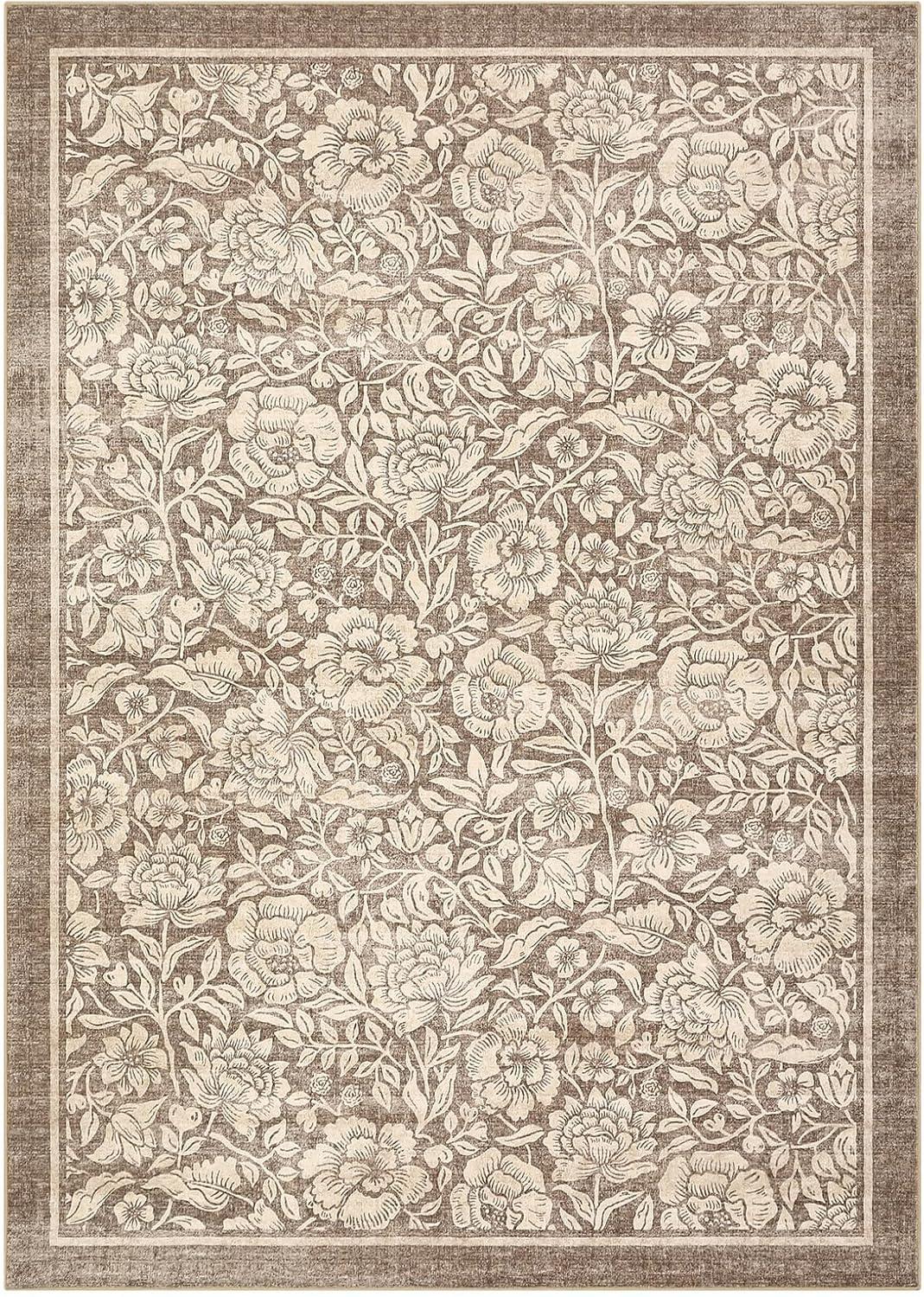 image:imageGarvee Blue Floral 2x6 Runner Rug Washable Boho NonSlip Runner Rugs for Kitchen Vintage Flower Soft Low Pile Kitchen Rugs for Hallway Girls Room Kids Room playroom DormBrown