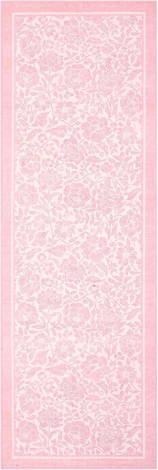 image:imageGarvee Blue Floral 2x6 Runner Rug Washable Boho NonSlip Runner Rugs for Kitchen Vintage Flower Soft Low Pile Kitchen Rugs for Hallway Girls Room Kids Room playroom DormPink