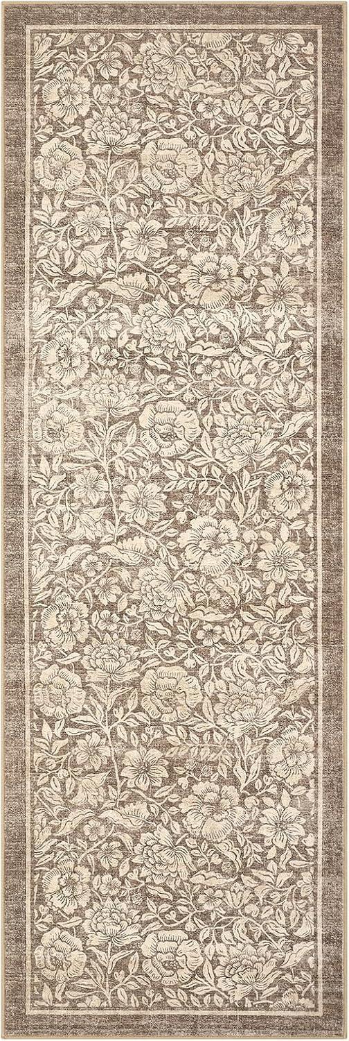 image:imageGarvee Blue Floral 2x6 Runner Rug Washable Boho NonSlip Runner Rugs for Kitchen Vintage Flower Soft Low Pile Kitchen Rugs for Hallway Girls Room Kids Room playroom DormBrown