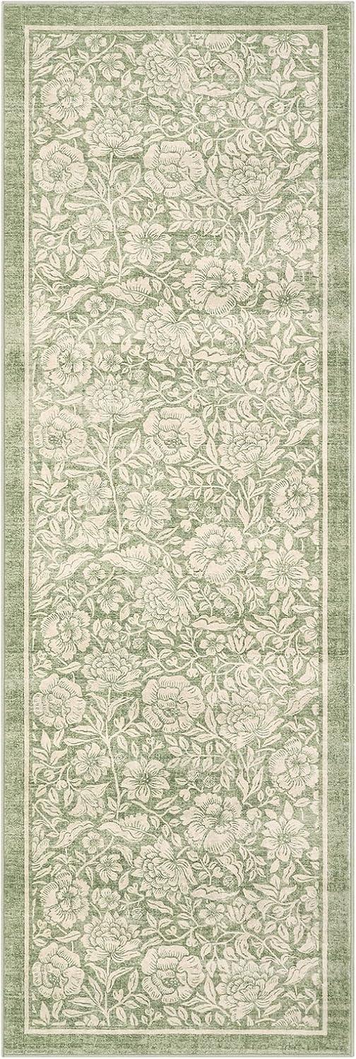 image:imageGarvee Blue Floral 2x6 Runner Rug Washable Boho NonSlip Runner Rugs for Kitchen Vintage Flower Soft Low Pile Kitchen Rugs for Hallway Girls Room Kids Room playroom DormGreen