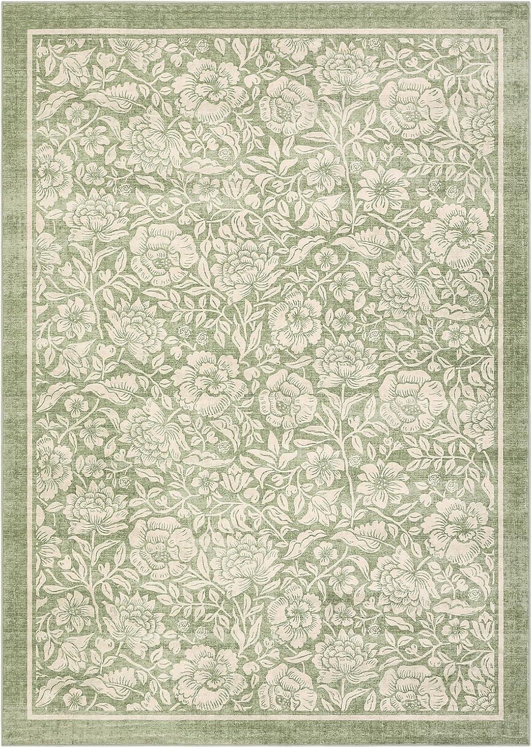image:imageGarvee Blue Floral 2x6 Runner Rug Washable Boho NonSlip Runner Rugs for Kitchen Vintage Flower Soft Low Pile Kitchen Rugs for Hallway Girls Room Kids Room playroom DormGreen