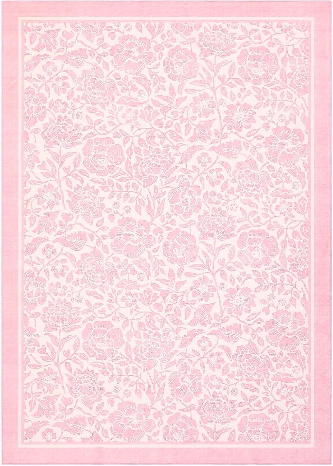 image:imageGarvee Blue Floral 2x6 Runner Rug Washable Boho NonSlip Runner Rugs for Kitchen Vintage Flower Soft Low Pile Kitchen Rugs for Hallway Girls Room Kids Room playroom DormPink