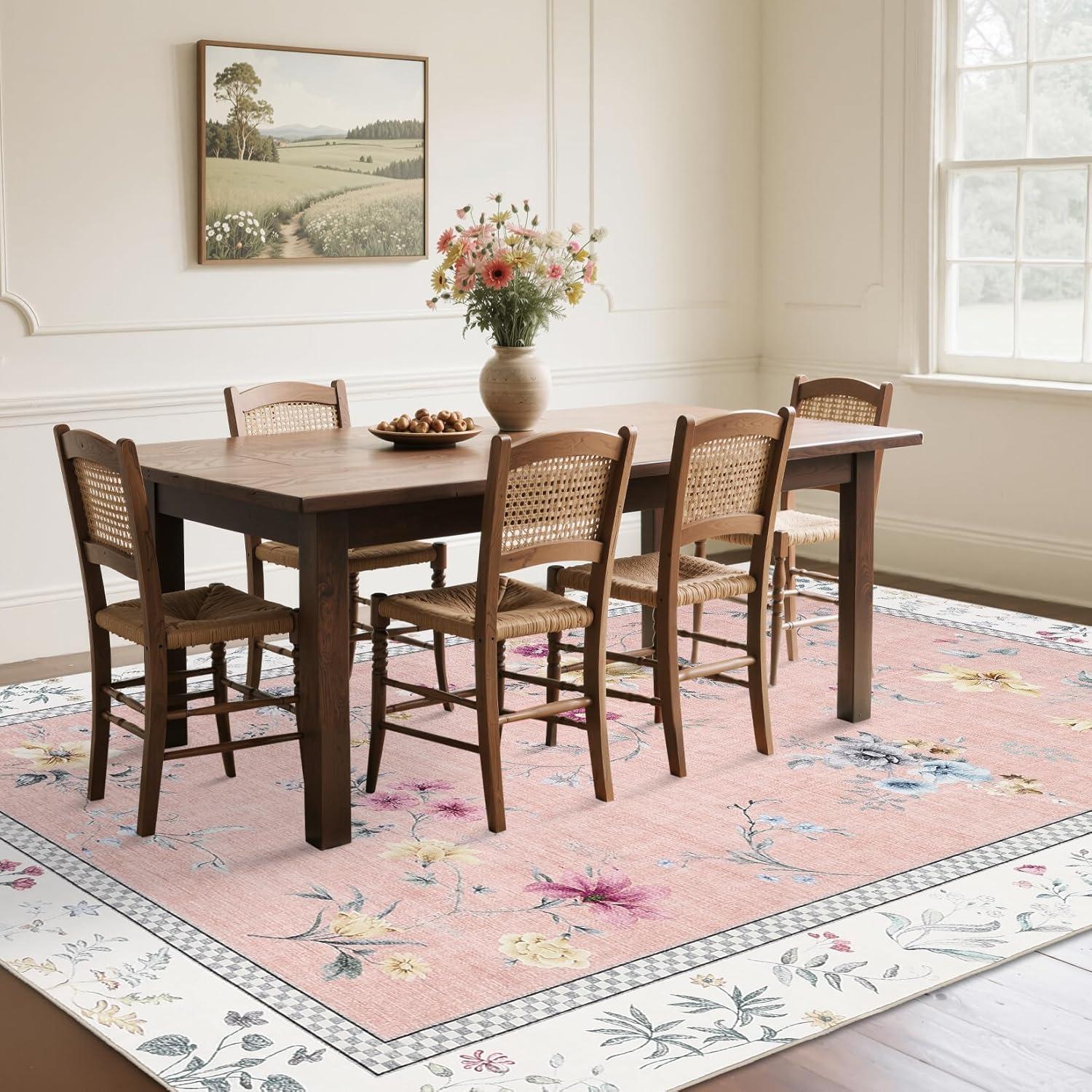 image:imageGarvee Floral Runner for Hallways Non Slip 2x6 Washable Kitchen Runner Rug Vintage Soft Ultra Thin Low Pile Carpet Mat for Girls Bedroom Bedside Laundry Bathroom Indoor Farmhouse Entryway Rugs PinkVintage Floralpink