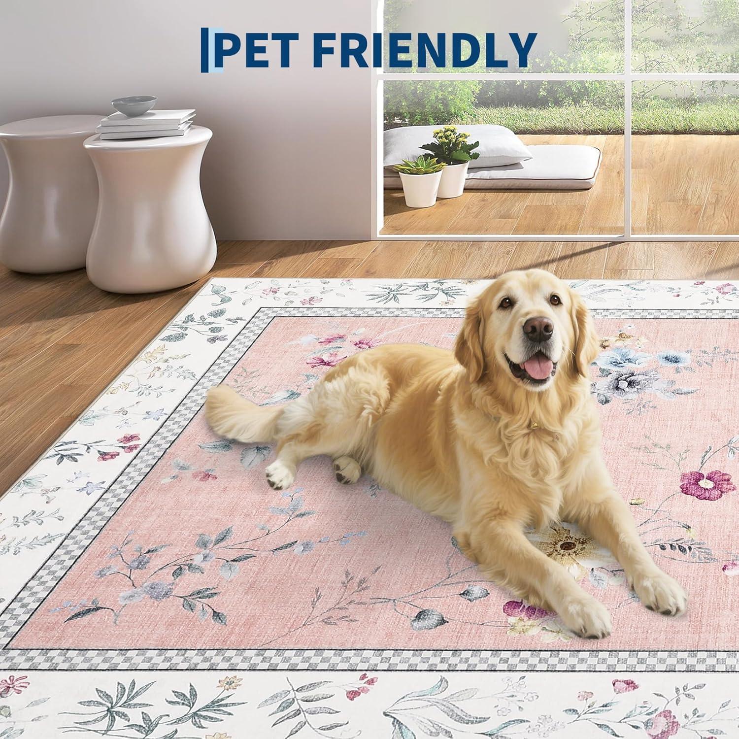 image:imageGarvee Floral Runner for Hallways Non Slip 2x6 Washable Kitchen Runner Rug Vintage Soft Ultra Thin Low Pile Carpet Mat for Girls Bedroom Bedside Laundry Bathroom Indoor Farmhouse Entryway Rugs PinkVintage Floralpink