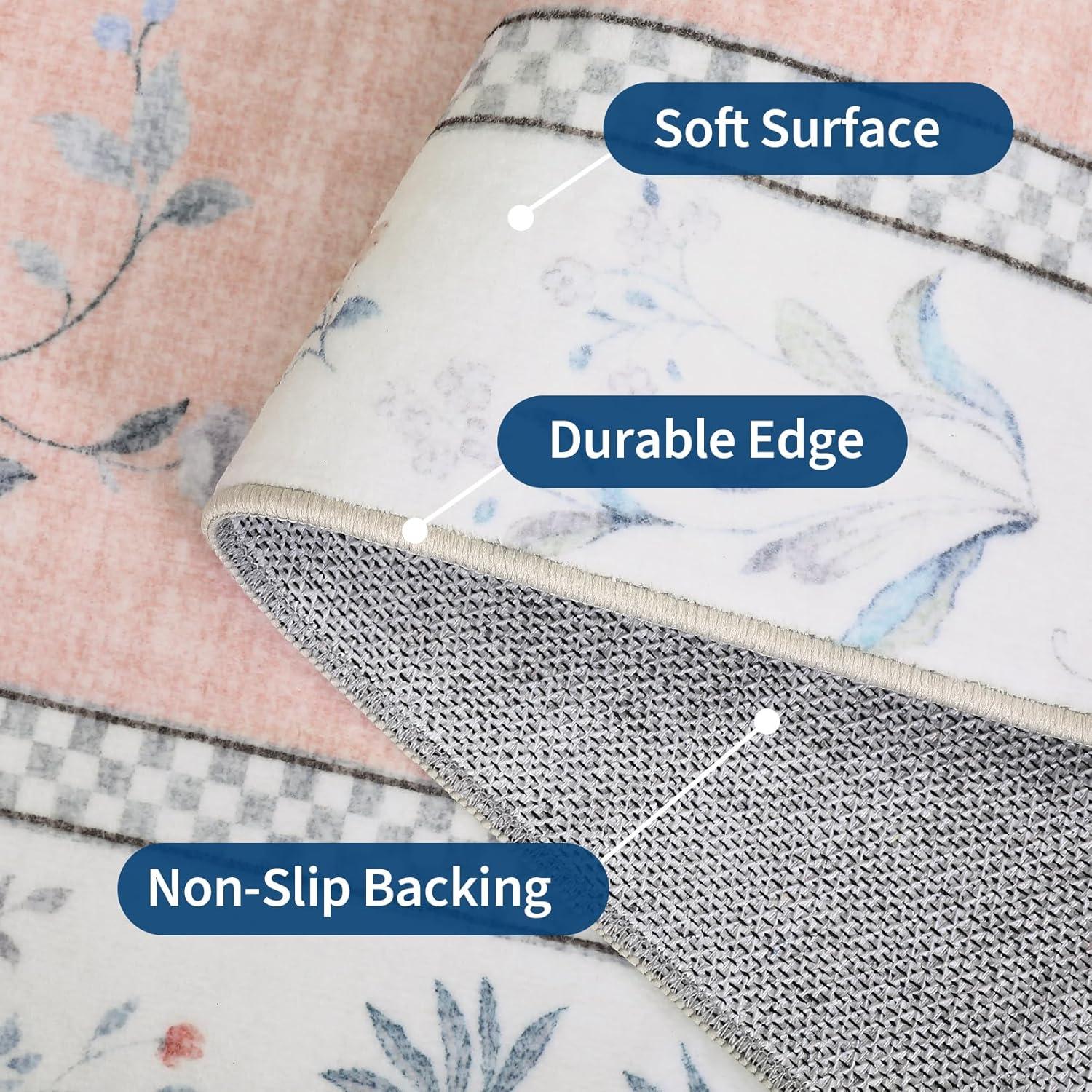 image:imageGarvee Floral Runner for Hallways Non Slip 2x6 Washable Kitchen Runner Rug Vintage Soft Ultra Thin Low Pile Carpet Mat for Girls Bedroom Bedside Laundry Bathroom Indoor Farmhouse Entryway Rugs PinkVintage Floralpink