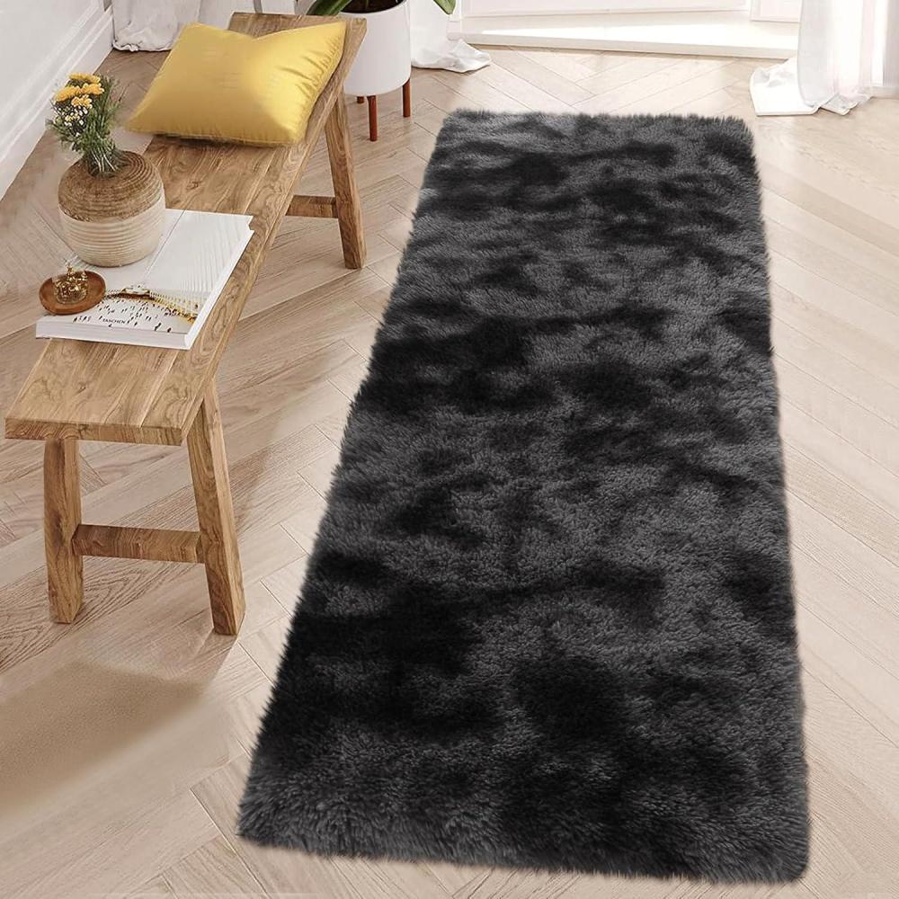 image:imageGarvee 8x10 Area Rug for Living Room Fluffy Shag Soft Washable Rugs Large Fuzzy Plush Indoor Carpet for Bedroom Nursery Playroom Kids Girls Boys Room Tiedye Black GreyTiedyed BlackGrey