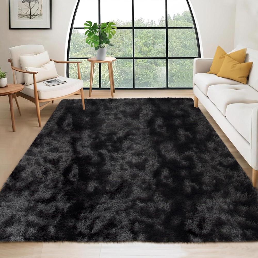 image:imageGarvee 8x10 Area Rug for Living Room Fluffy Shag Soft Washable Rugs Large Fuzzy Plush Indoor Carpet for Bedroom Nursery Playroom Kids Girls Boys Room Tiedye Black GreyTiedye Black Grey