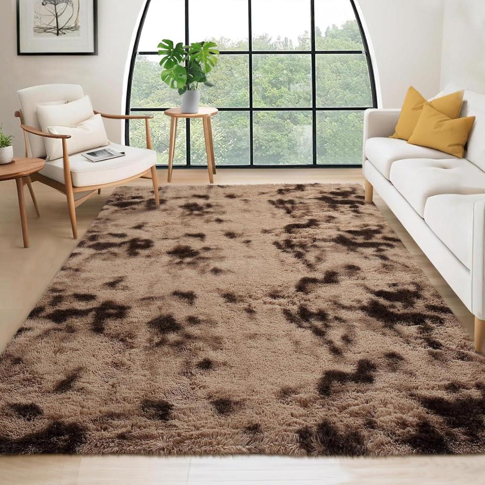 image:imageGarvee 8x10 Area Rug for Living Room Fluffy Shag Soft Washable Rugs Large Fuzzy Plush Indoor Carpet for Bedroom Nursery Playroom Kids Girls Boys Room Tiedye Black GreyTiedye Taupe