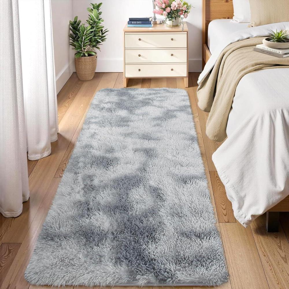 image:imageGarvee 8x10 Area Rug for Living Room Fluffy Shag Soft Washable Rugs Large Fuzzy Plush Indoor Carpet for Bedroom Nursery Playroom Kids Girls Boys Room Tiedye Black GreyTiedyed Light Grey