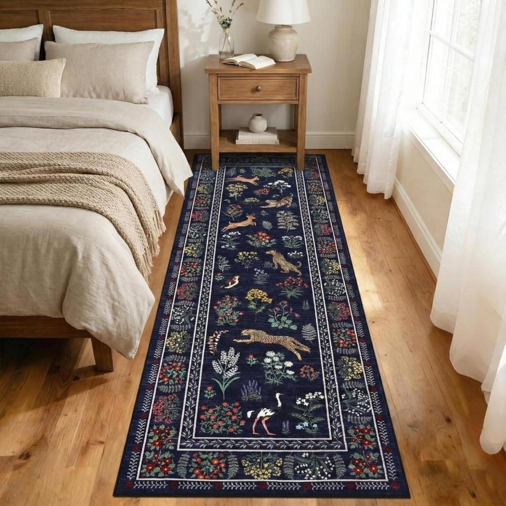 image:imageGarvee Animal 4x6 Area Rugs for Living Room Large Bedroom Washable Rugs Thin Modern Nursery Rug NonShedding Kids Playroom Rug Stain Resistant Large Carpet for Kids Room Dining Room Dark BlueModernblue