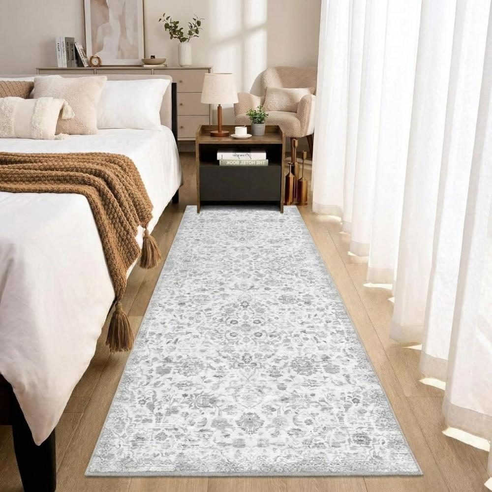 image:imageGarvee Area Rugs 4x6 Washable NonSlip Vintage Floral Medallion Living Room Bedroom Rugs Retro Accent Oriental Large Carpet Rug for Dining Room Office Ultra Thin Low Pile Floor Rug GreyMedalliongrey