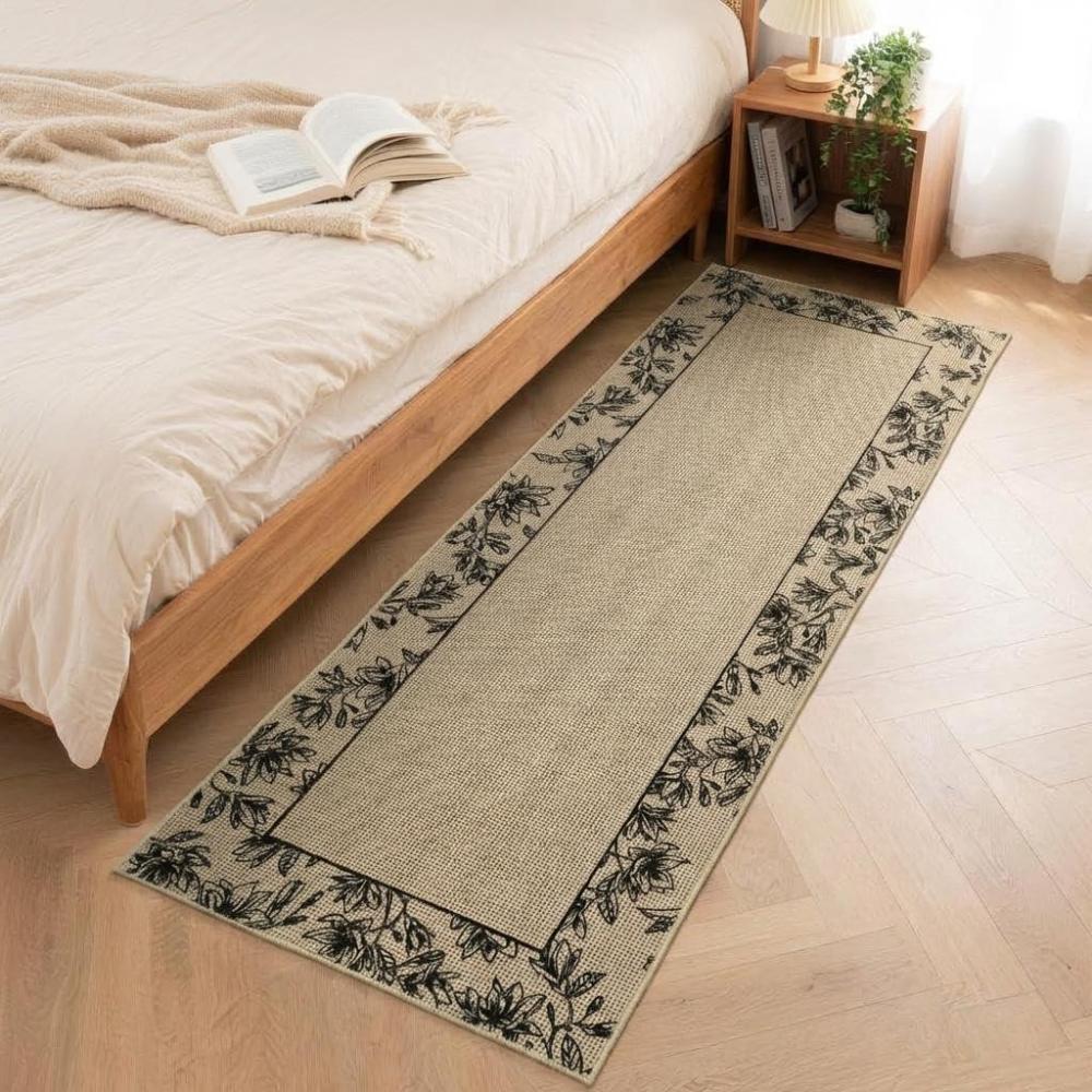 image:imageGarvee Washable 2x6 Runner Rug Modern Floral Bordered Kitchen Rugs Soft Non Slip Stain Resistant Hallway Runner Indoor Contemporary Farmhouse Throw Carpet for Laundry Bathroom Bedroom BeigeBorder Flowernatural
