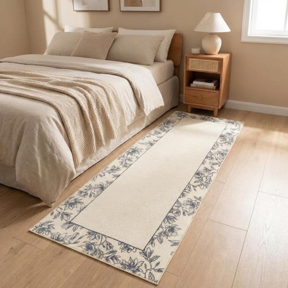image:imageGarvee Washable 2x6 Runner Rug Modern Floral Bordered Kitchen Rugs Soft Non Slip Stain Resistant Hallway Runner Indoor Contemporary Farmhouse Throw Carpet for Laundry Bathroom Bedroom BeigeBorder Flowerbeige