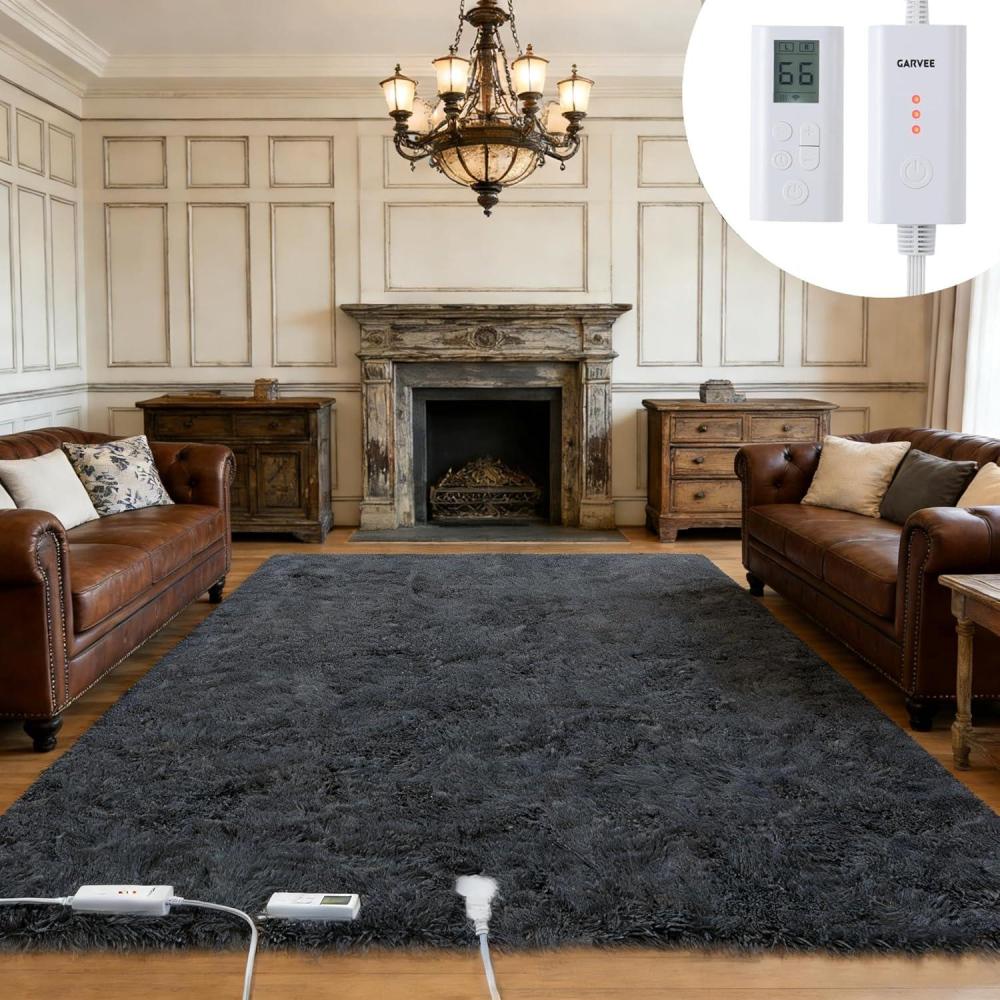 image:imageGarvee Wireless Heated Floor Mat 5x7 Electric Heated Rug with 6 Heat Settings amp 210H Timer Soft Plush Heating Mat Carpet Foot Warmer for Living Room Bedroom Office Game Room Dark GreyDark Grey