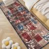 Garvee 2×6 Washable Hallway Runner Rug, Modern Willow Leaf Geometric Runners Non-Slip Low-Pile Carpet, Soft Stain Resistant Floor Mat for Entryway Kitchen Laundry Room Bedroom Farmhouse, Blue/Grey(Red/ Brown)
