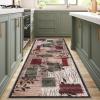 Garvee 2×6 Washable Hallway Runner Rug, Modern Willow Leaf Geometric Runners Non-Slip Low-Pile Carpet, Soft Stain Resistant Floor Mat for Entryway Kitchen Laundry Room Bedroom Farmhouse, Blue/Grey(Red/ Green)