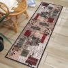 Garvee 2×6 Washable Hallway Runner Rug, Modern Willow Leaf Geometric Runners Non-Slip Low-Pile Carpet, Soft Stain Resistant Floor Mat for Entryway Kitchen Laundry Room Bedroom Farmhouse, Blue/Grey(Red/ Green)