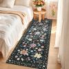 Garvee 5’x7′ Washable Rug, Floral Vintage Area Rug for Bedroom, Foldable Non-Slip Small Rug for Dorm, Study Room, Nursery, Botanical Home Decor, Soft Underfoot, Sage Green(Black)