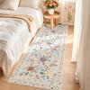 Garvee 5’x7′ Washable Rug, Floral Vintage Area Rug for Bedroom, Foldable Non-Slip Small Rug for Dorm, Study Room, Nursery, Botanical Home Decor, Soft Underfoot, Sage Green(Beige)
