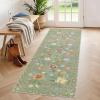 Garvee 5’x7′ Washable Rug, Floral Vintage Area Rug for Bedroom, Foldable Non-Slip Small Rug for Dorm, Study Room, Nursery, Botanical Home Decor, Soft Underfoot, Sage Green(Green)