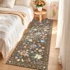 Garvee 5’x7′ Washable Rug, Floral Vintage Area Rug for Bedroom, Foldable Non-Slip Small Rug for Dorm, Study Room, Nursery, Botanical Home Decor, Soft Underfoot, Sage Green(Brown)