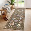 Garvee 5’x7′ Washable Rug, Floral Vintage Area Rug for Bedroom, Foldable Non-Slip Small Rug for Dorm, Study Room, Nursery, Botanical Home Decor, Soft Underfoot, Sage Green(Brown)