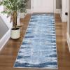 Garvee 5×7 Washable Rugs for Bedroom Living Room Modern Abstract Office Carpet Non-Slip Stain Resistant Area Rug for Dining Room Table Apartment, Black and Brown(Mountain Scenery|blue)