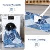 Garvee 5×7 ft Geometric Trellis Area Rug, Modern Neutral Washable Rugs in Farmhouse Design, Non-Slip Low-Pile Indoor Carpet for Living Room/Bedroom/Dining Room/Office-Chenille (Blue)(Blue)