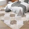 Garvee 5×7 ft Geometric Trellis Area Rug, Modern Neutral Washable Rugs in Farmhouse Design, Non-Slip Low-Pile Indoor Carpet for Living Room/Bedroom/Dining Room/Office-Chenille (Blue)(Beige)